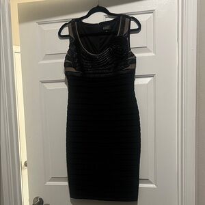 Adrianna Papell Black and Tan Mini Dress